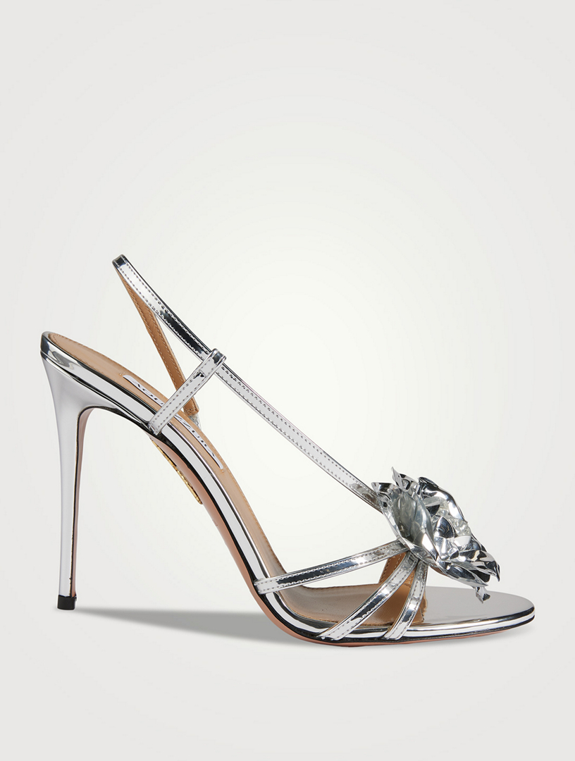 Designer High Heels Luxury Women Sandals Metallic Laminate