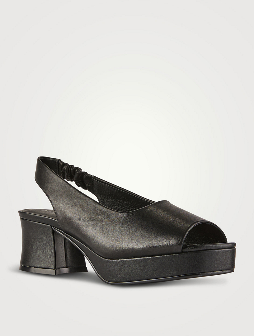 Extendo Leather Platform Slingback Pumps