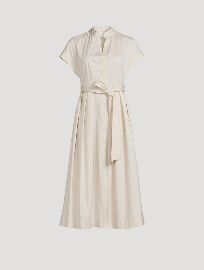 Shop Sash tie cotton poplin tiered shirtdress