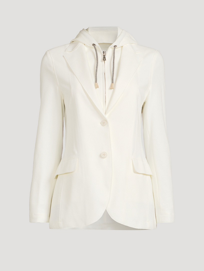 Single-Breasted Blazer With Removable Hoodie