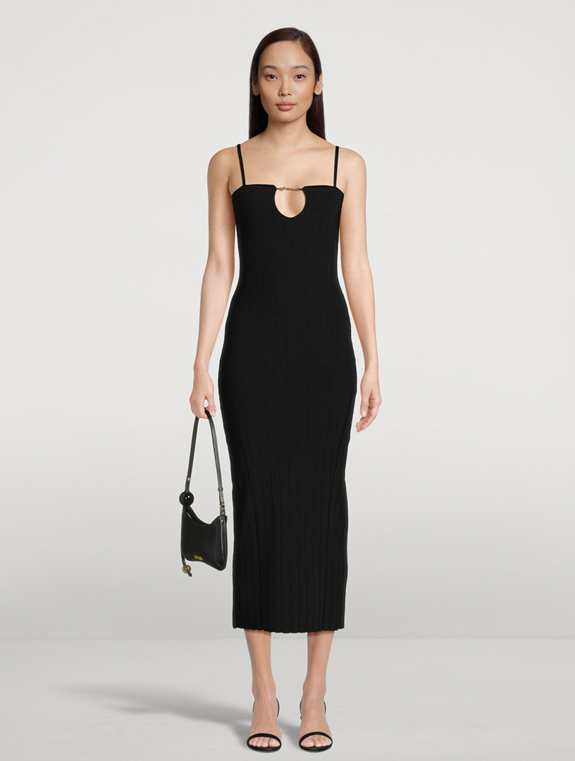 Galvan London Grace Off-the-shoulder Ribbed-knit Midi Dress in