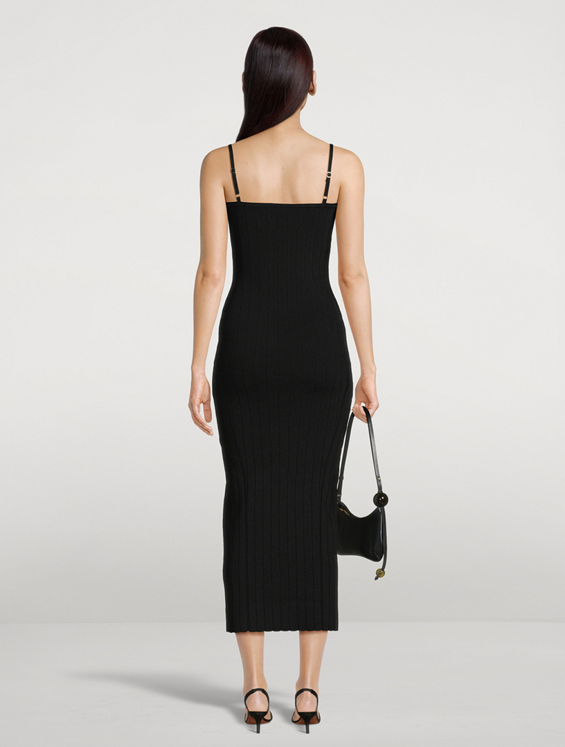 Galvan London Grace Off-the-shoulder Ribbed-knit Midi Dress in