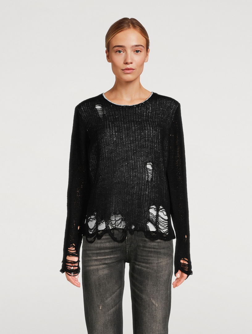 Double-Layered Distressed Sweater