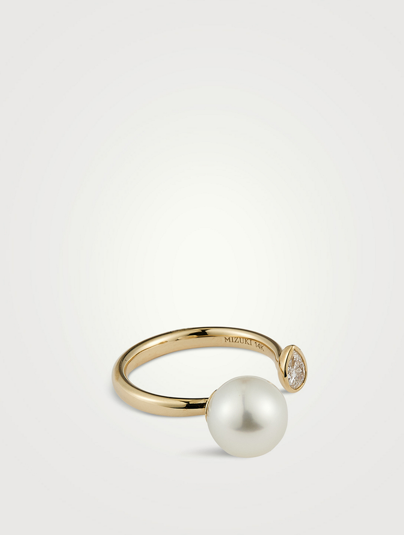MIZUKI Sea Of Beauty Pearl And Diamond Open Ring Holt Renfrew