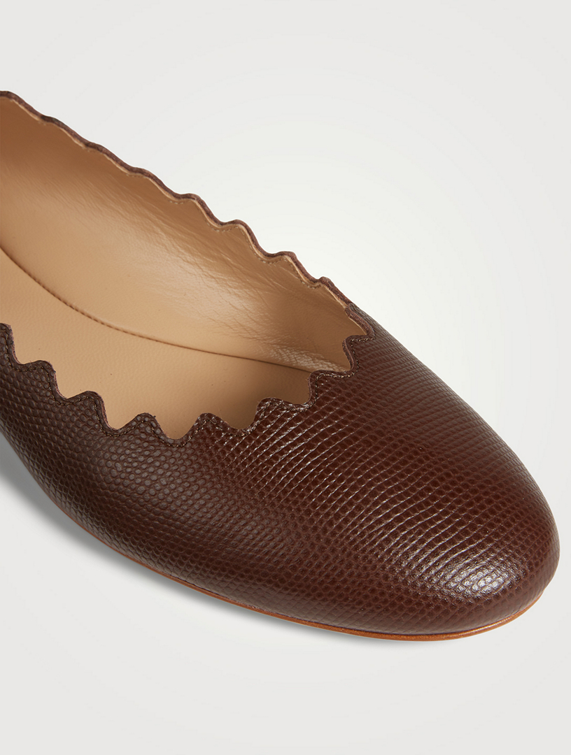 Lauren Embossed Leather Ballet Flats
