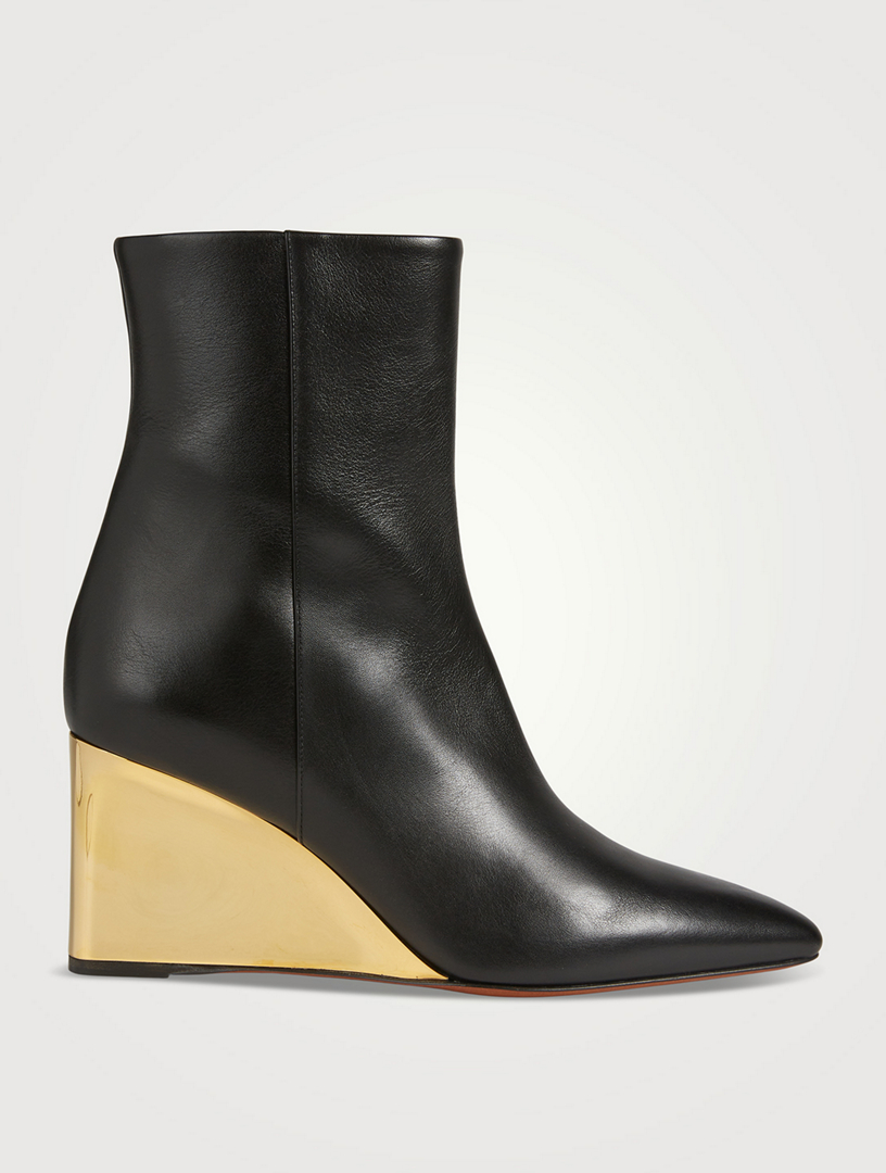 Rebecca Leather Wedge Ankle Boots
