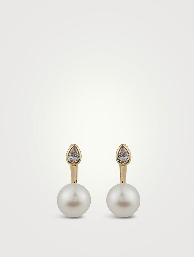 Sea Of Beauty Pearl And Diamond Ear Jacket Earrings