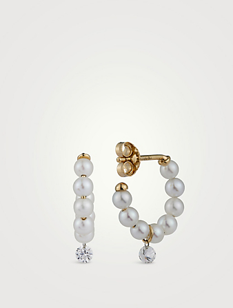Petites créoles Sea Of Beauty en perles avec diamant