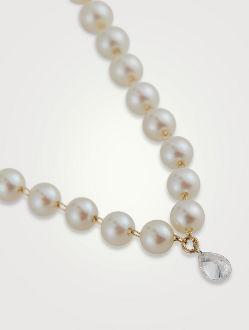 MIZUKI♡ Sea of Beauty Pearl and Diamond Necklace Mizuki 14kt Yellow Gold Sea Of Beauty Pearl And Diamond