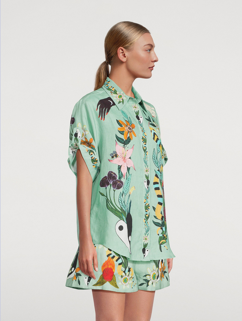 Meagan Printed Oversized Linen Shirt