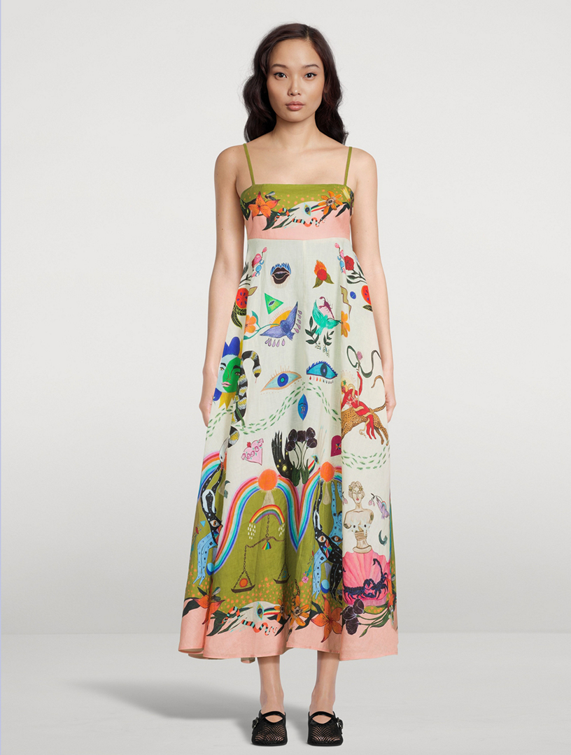 Evergreen Printed Midi Sundress