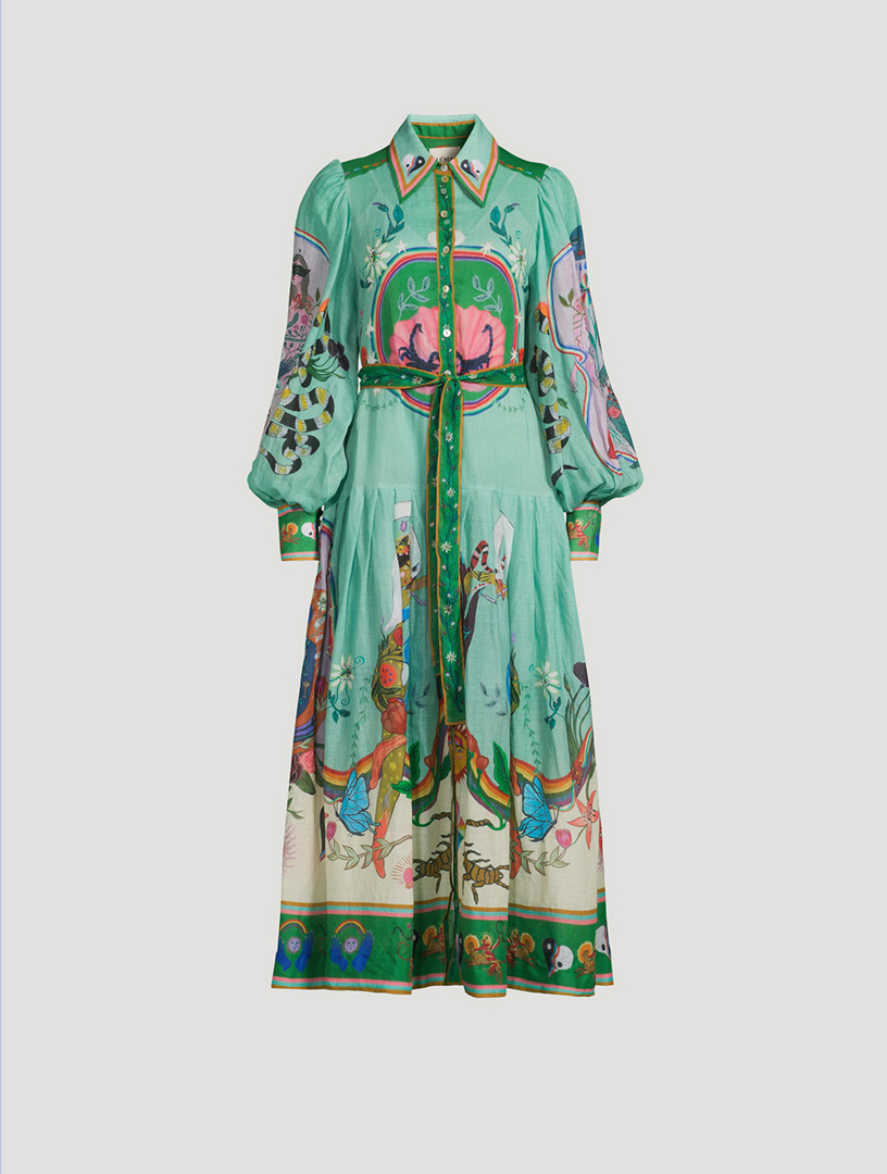 Evergreen Printed Shirt Midi Dress