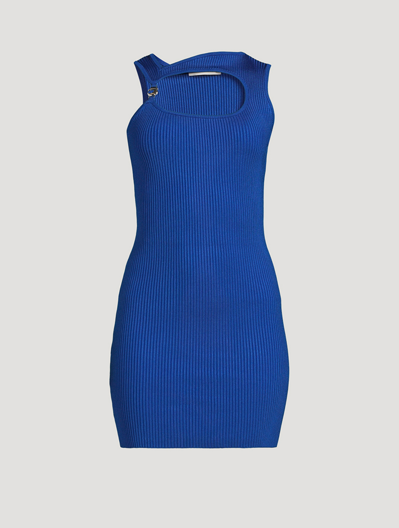 Cut-Out Ribbed Mini Dress