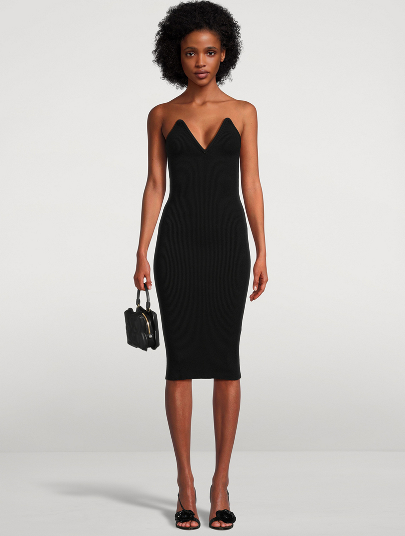 Galvan London Grace Off-the-shoulder Ribbed-knit Midi Dress in