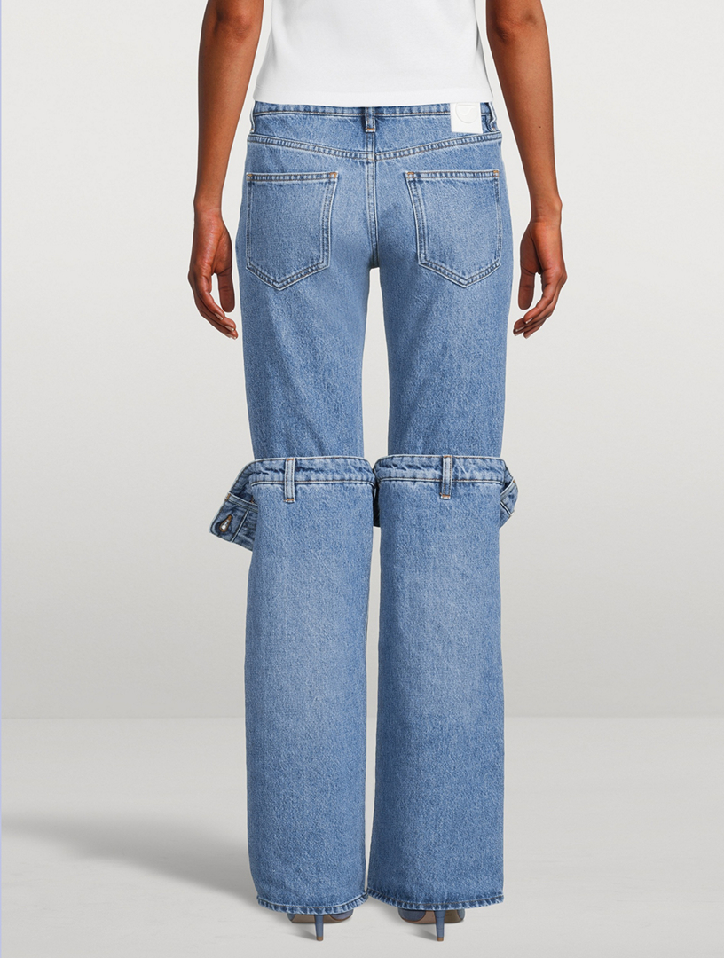 Open-Knee Straight-Leg Jeans