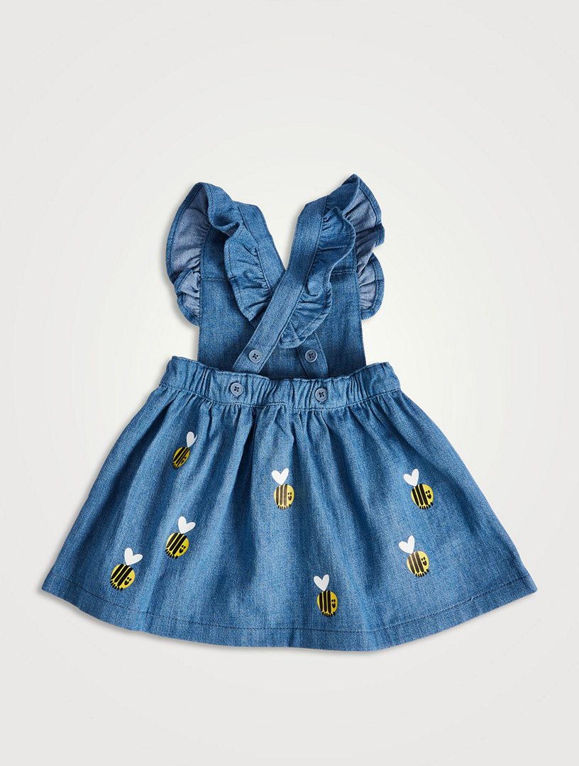 Chambray Pinafore Dress Bumblebee Print