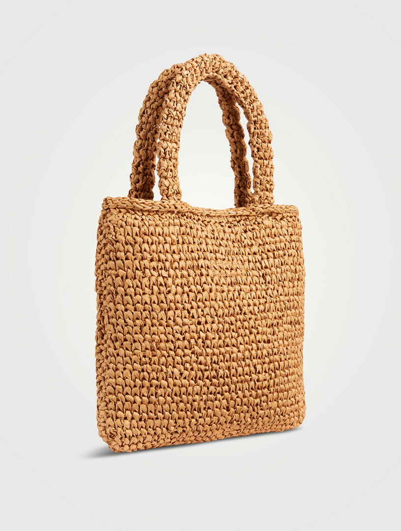 Sunflower Embroidery Raffia Tote Bag