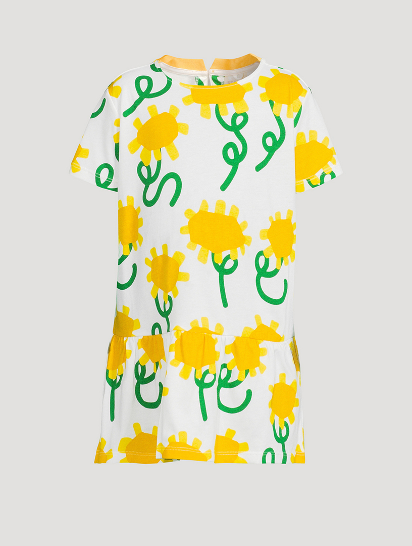 Cotton T-Shirt Dress Sunflower Print