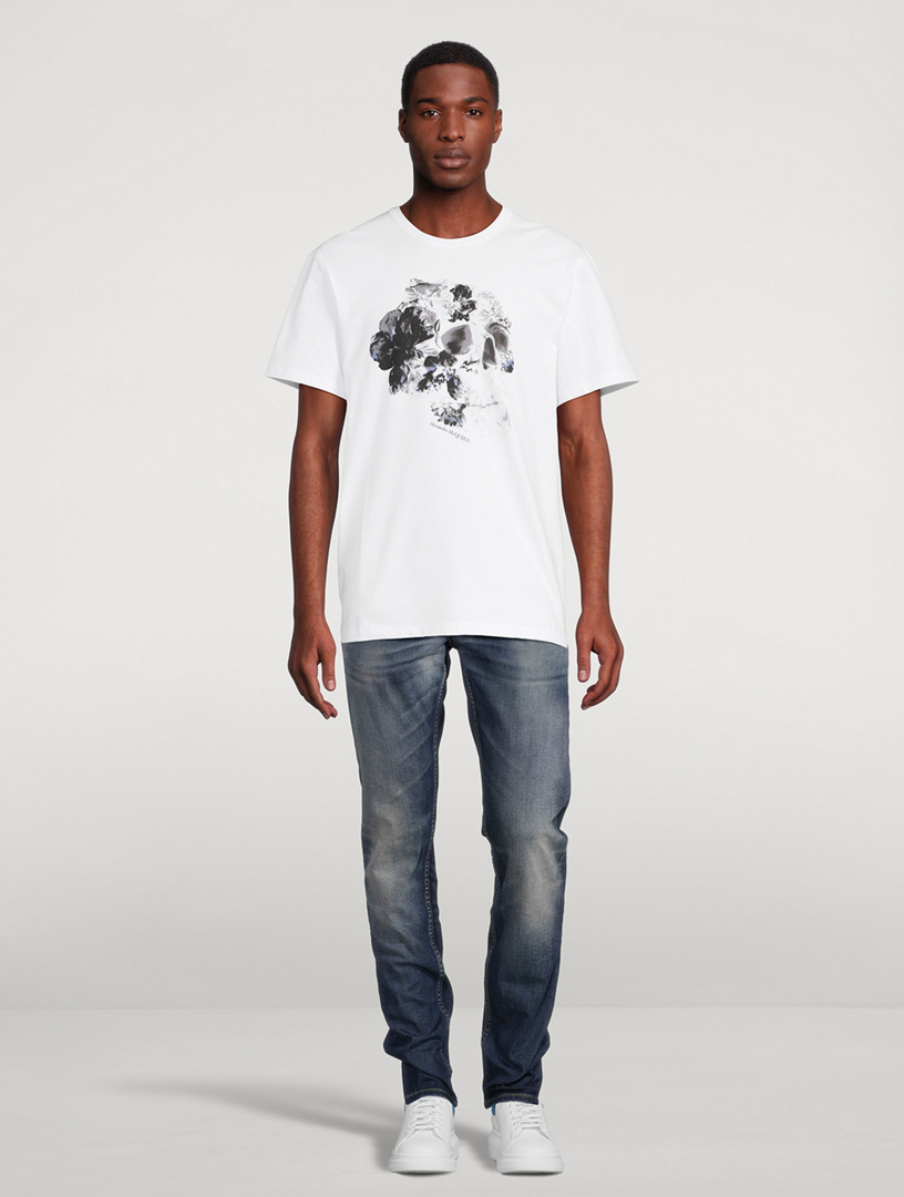 Dutch Flower Skull Cotton T-Shirt