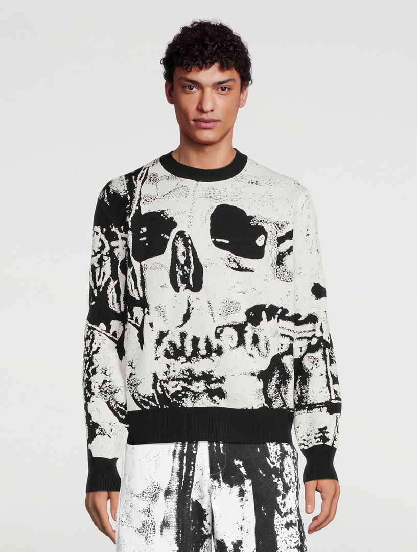 Skull Jacquard Sweater Fold Print