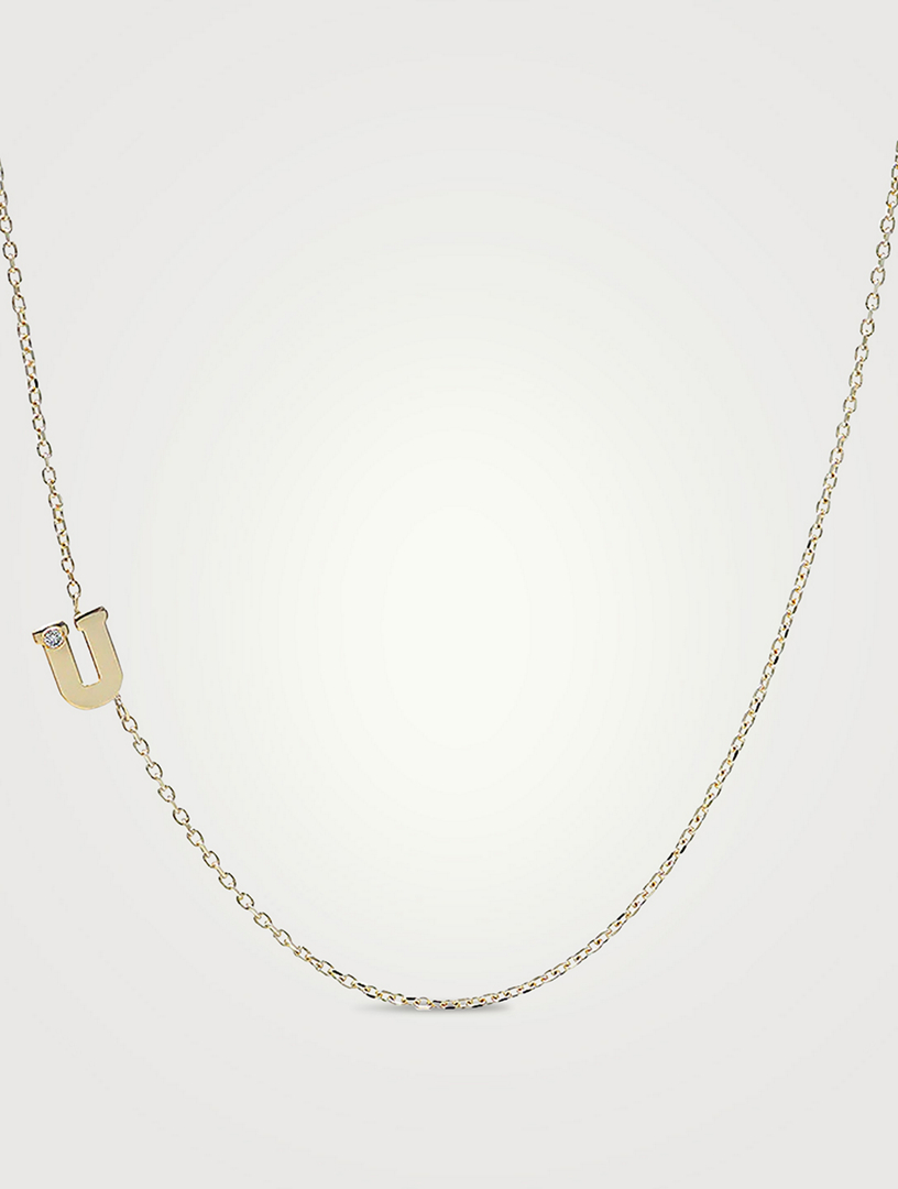 Love Letter Customizable 14K Gold Single Diamond Necklace