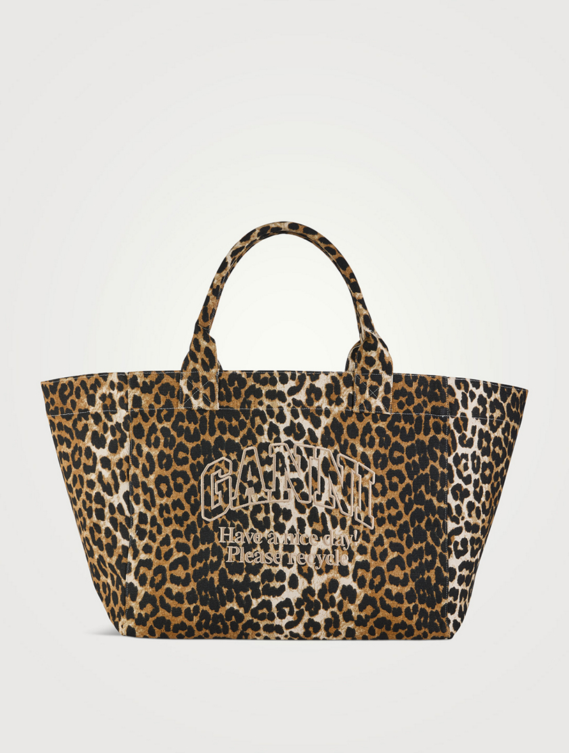 XXL Canvas Tote Bag In Leopard Print