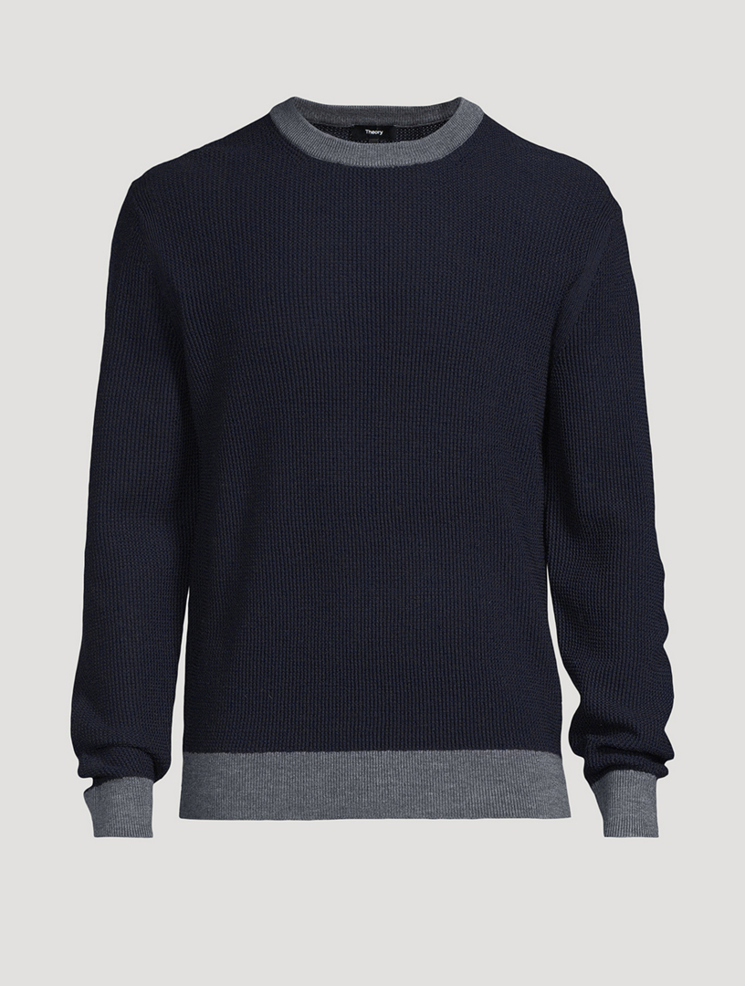 Men's Designer Crewnecks - Modern Argyle Cotton Pullover Sweater