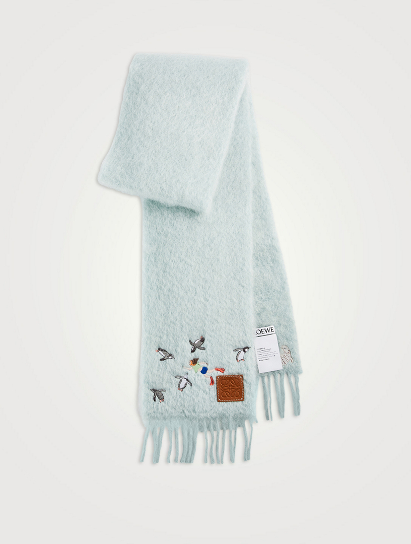 Loewe x Suna Fujita Scarf With Penguin Embroidery