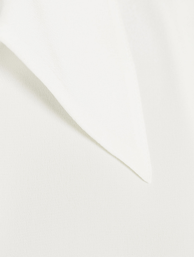 Silk Convertible Pleated Wrap Shirt