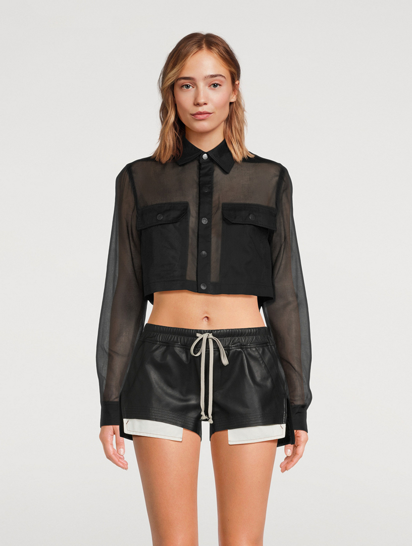 Cotton Organdy Cropped Shirt