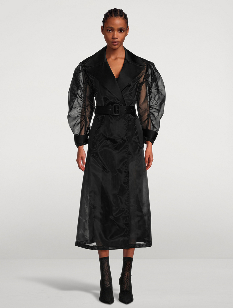Organza Double-Breasted Trench Coat