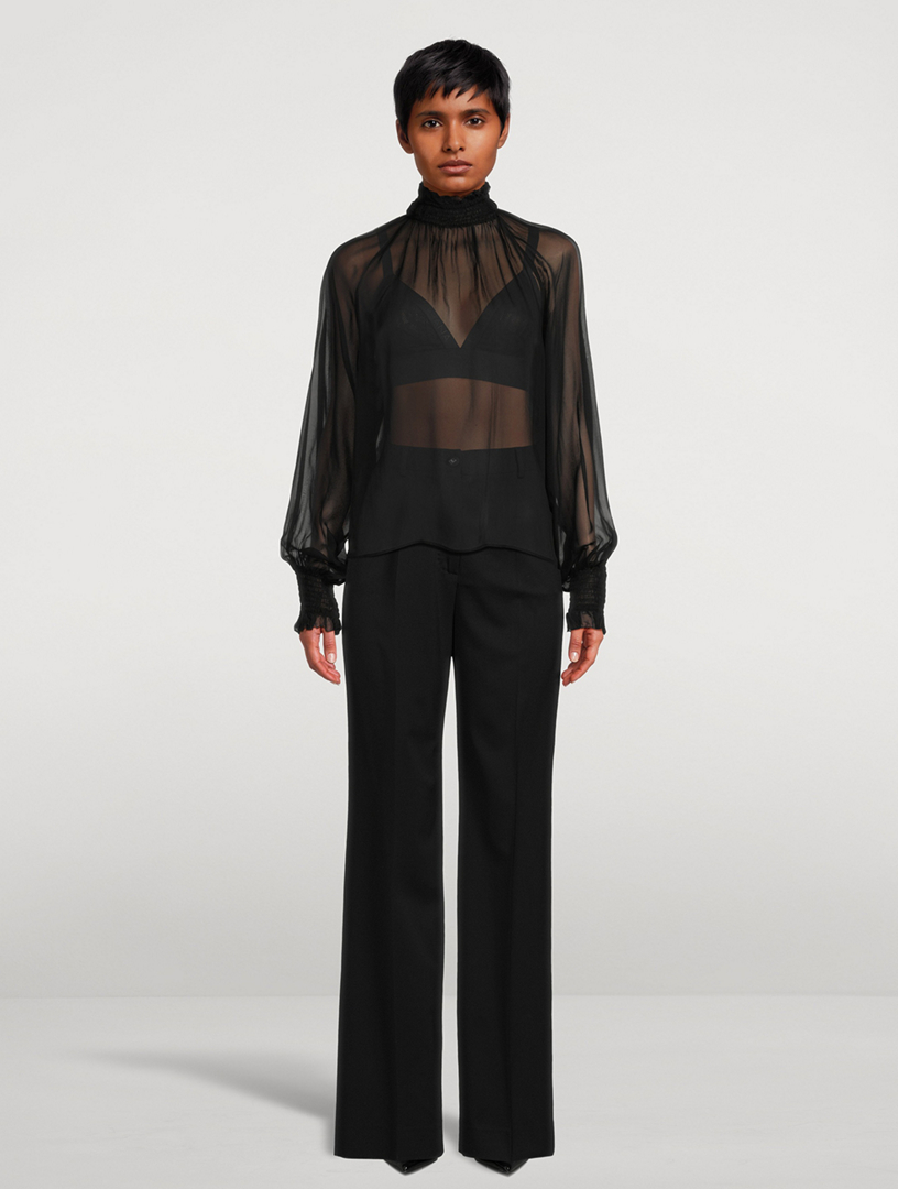 DOLCE & GABBANA スカト DOLCE & GABBANA Smocked Silk Chiffon Blouse | Holt Renfrew