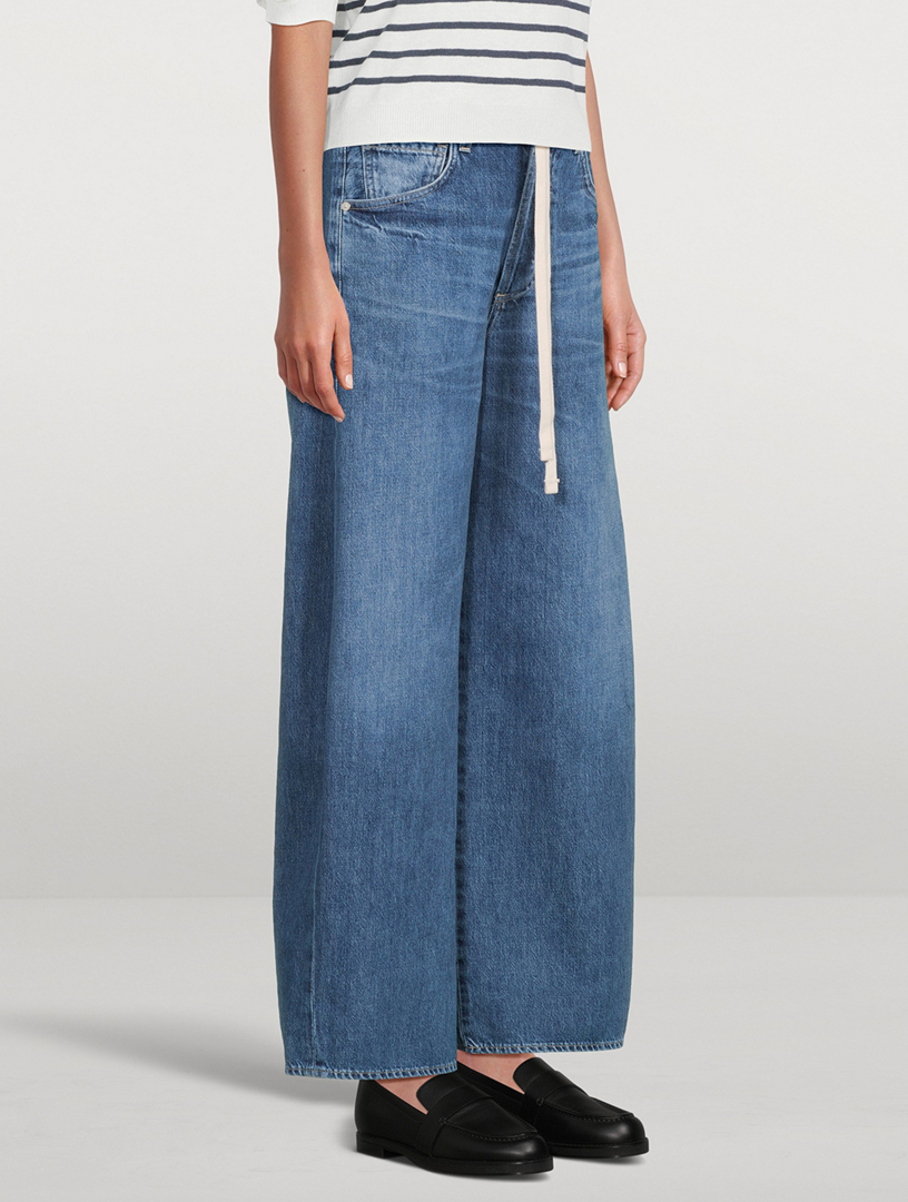 Brynn Drawstring Wide-Leg Jeans