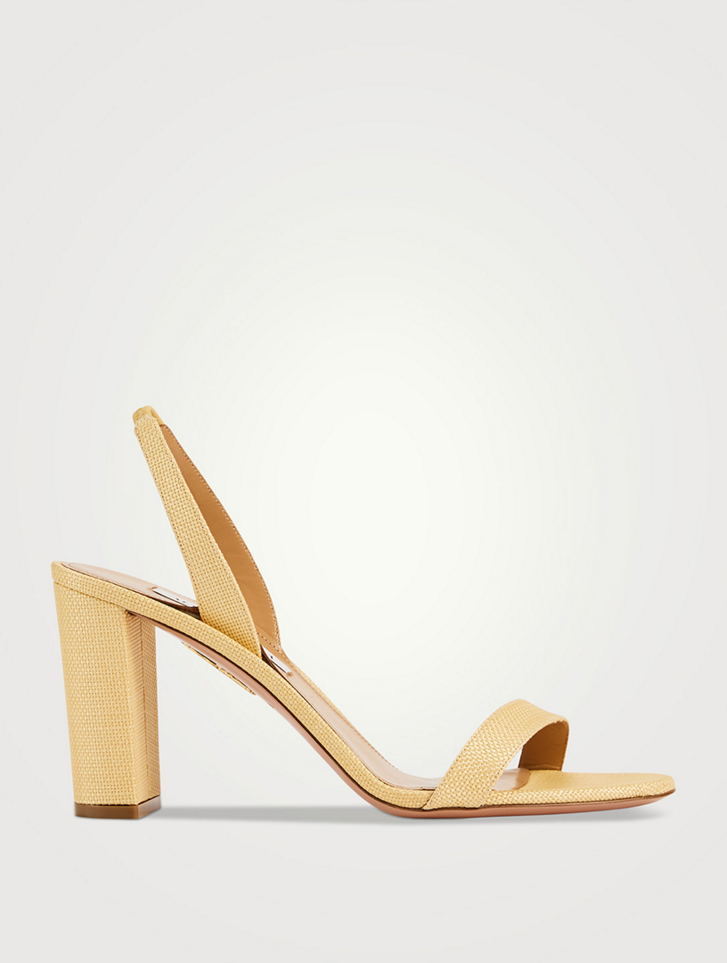 So Nude Raffia Slingback Sandals