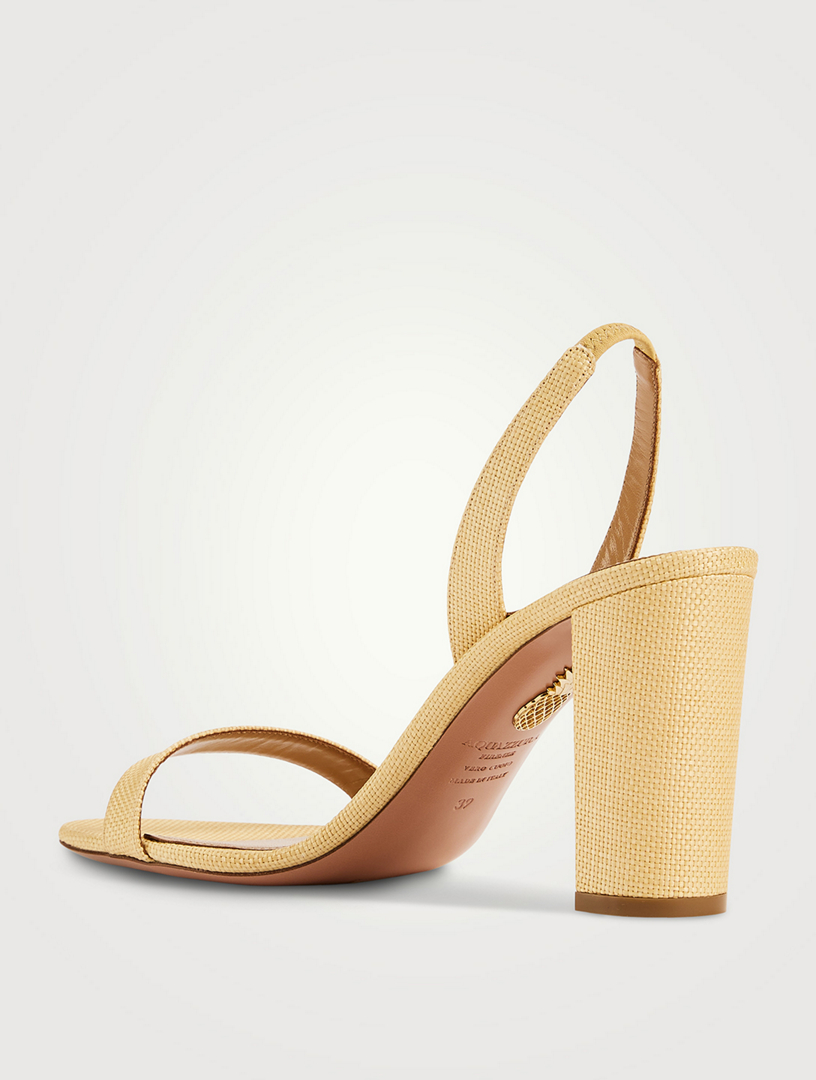 So Nude Raffia Slingback Sandals