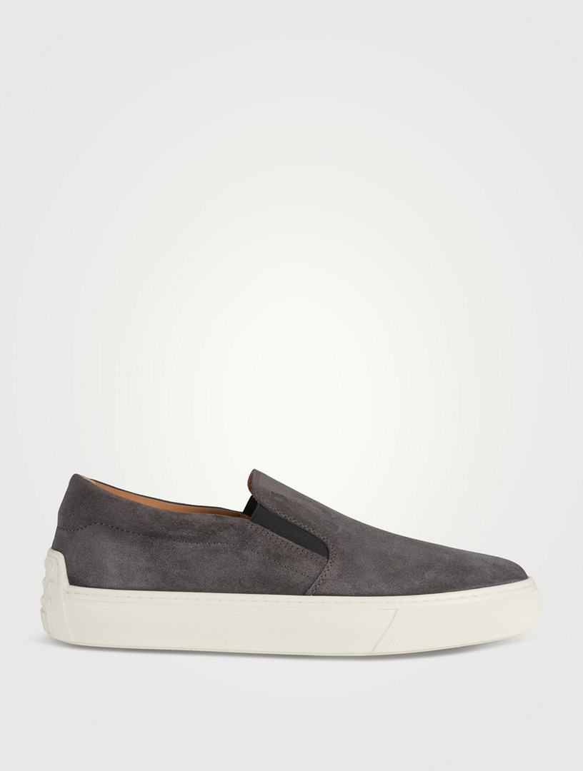 Grey suede slip on shoes on sale