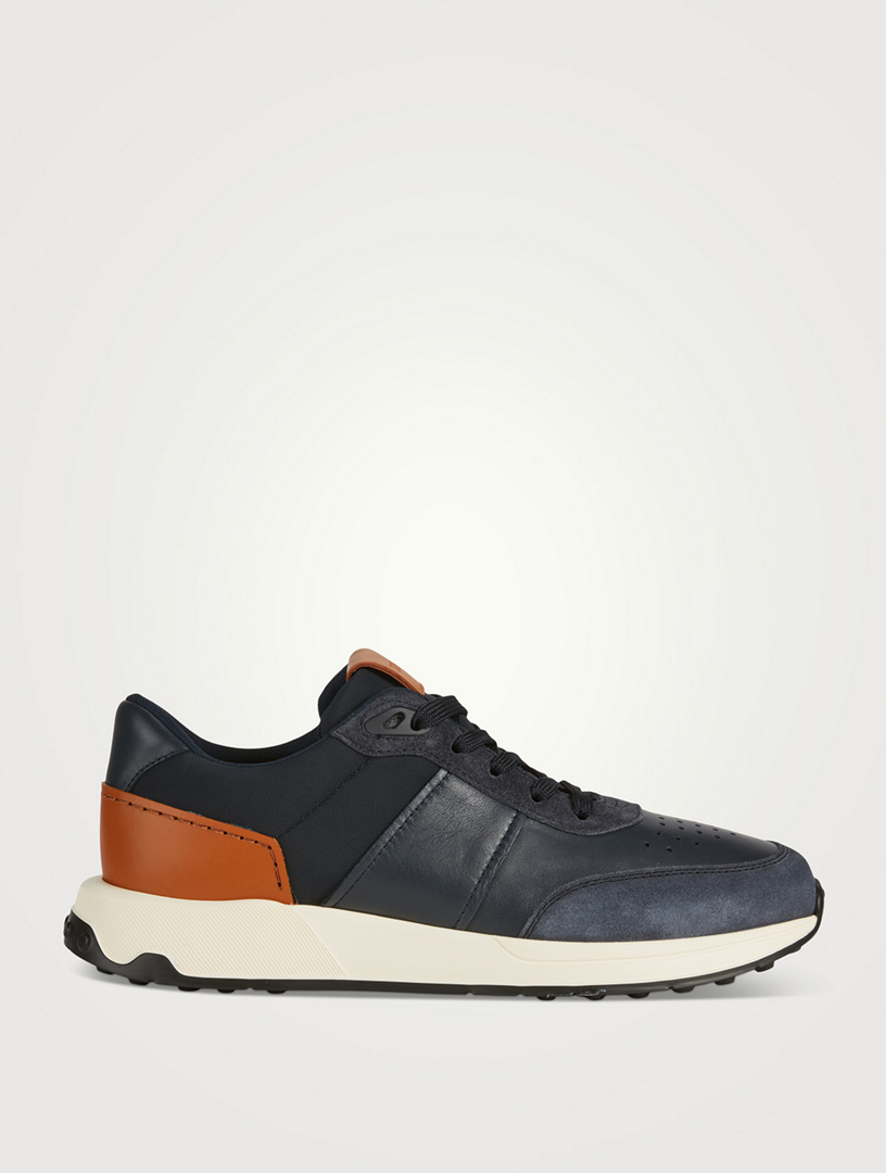 Leather and Technical Fabric Sneakers