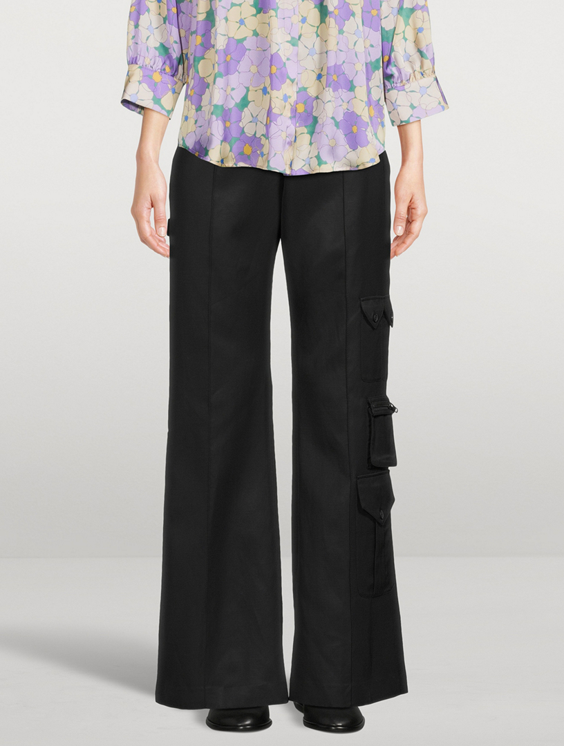 FLY FRONT WIDE LEG PANT-Poppy red