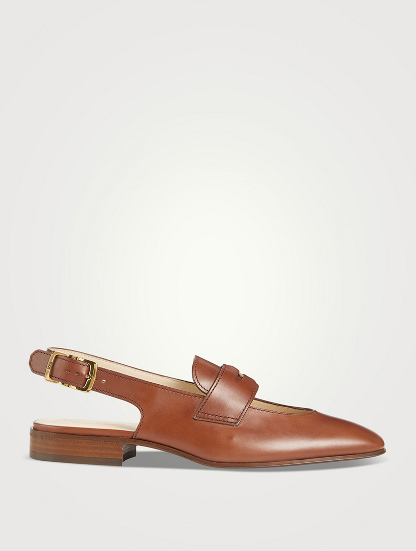 Leather Slingback Penny Loafers