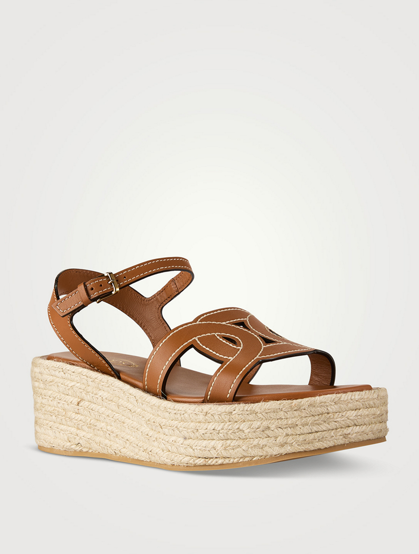 TOD S Kate Leather Platform Wedge Espadrille Sandals Holt Renfrew