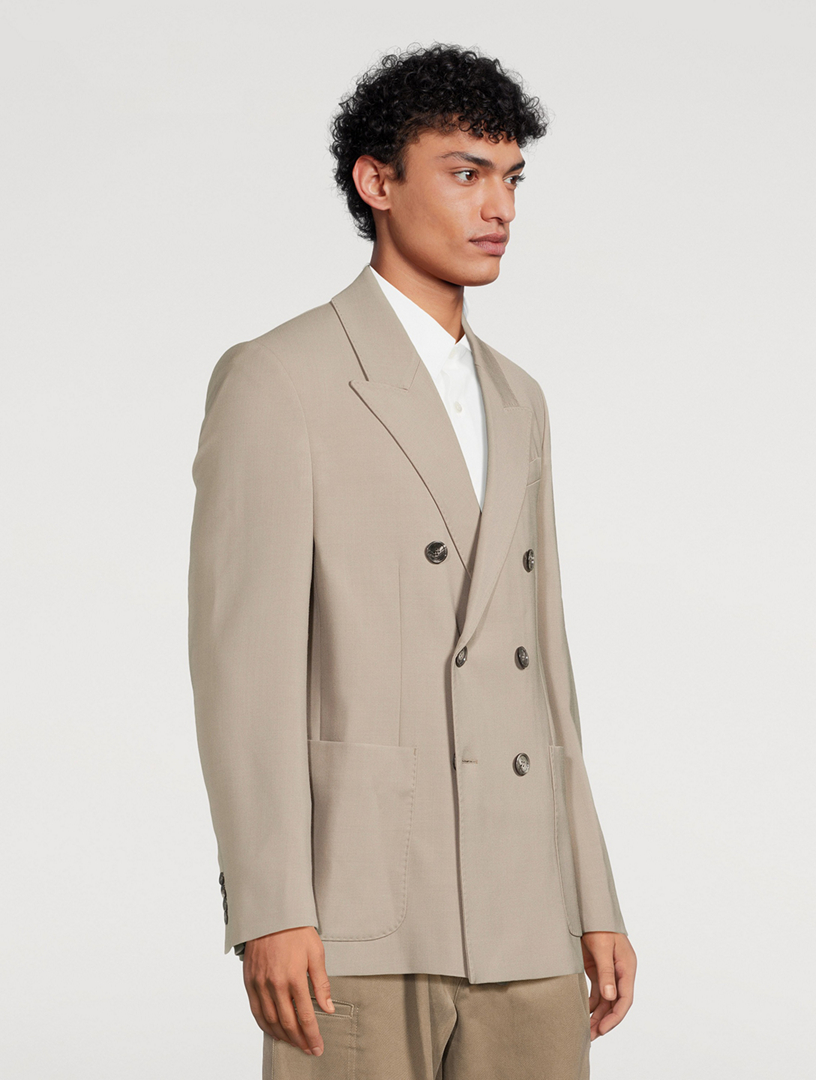 Wool-Blend Double-Breasted Jacket