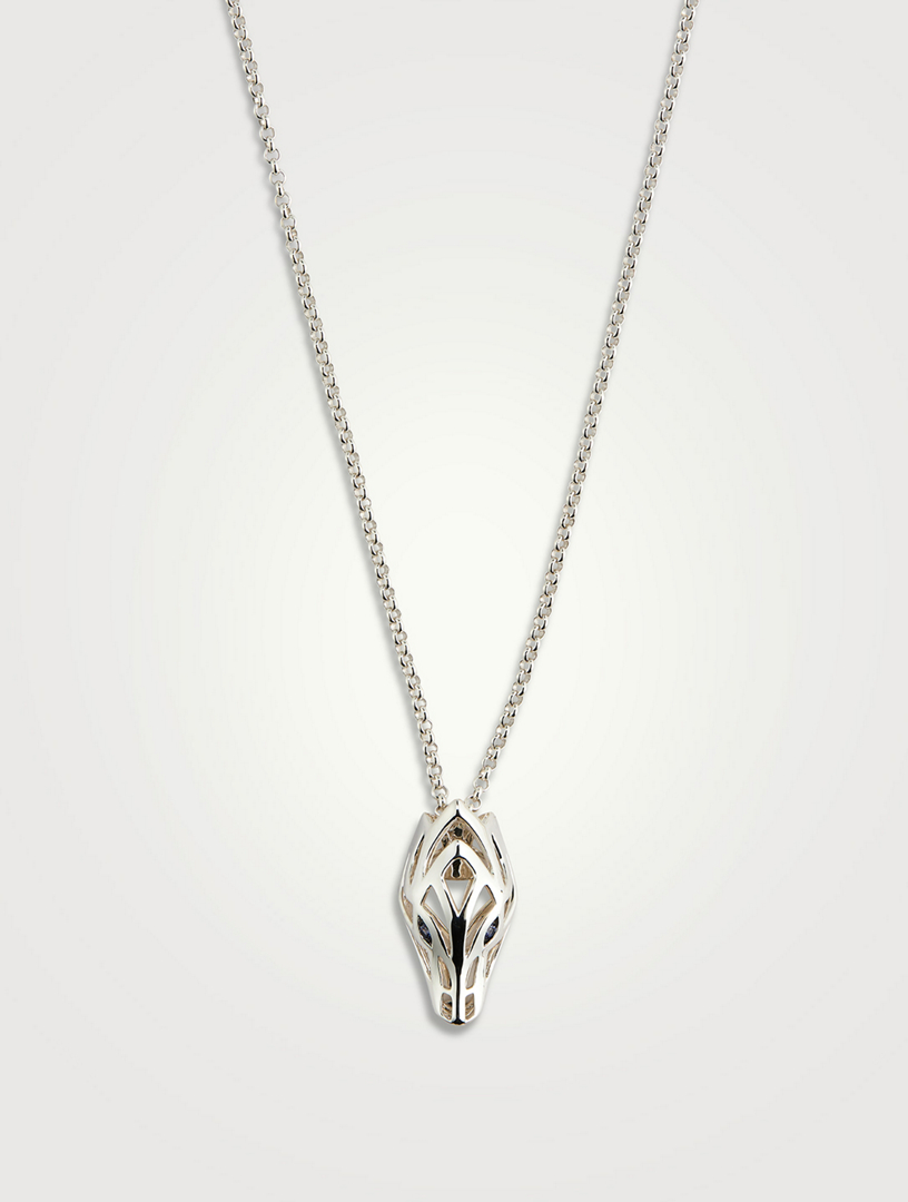 Naga Sterling Silver Pendant Necklace With Sapphire