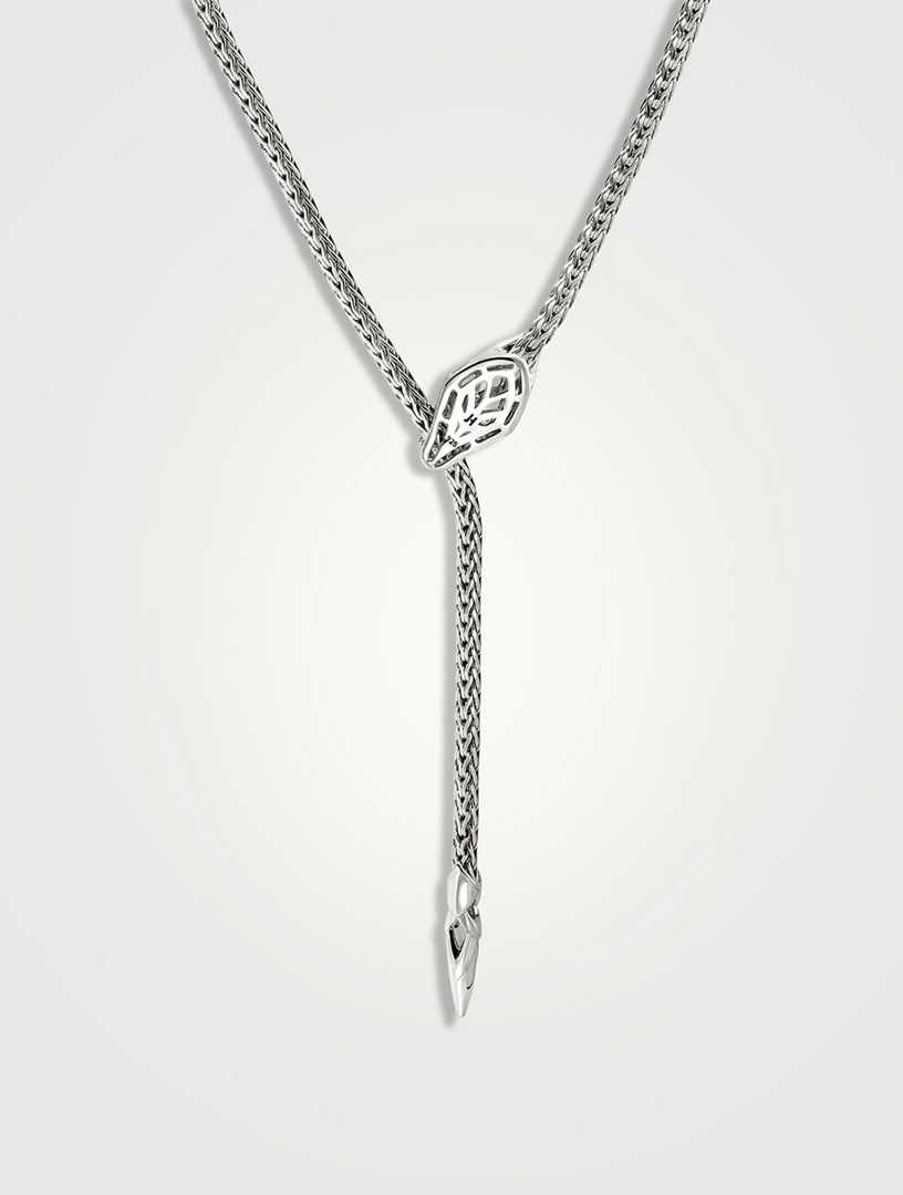 Naga Sterling Silver Lariat Necklace With Sapphire