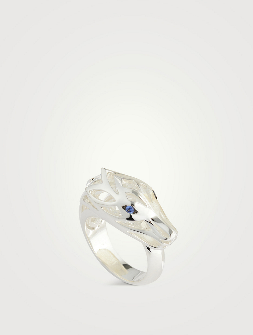 Naga Sterling Silver Ring With Sapphire