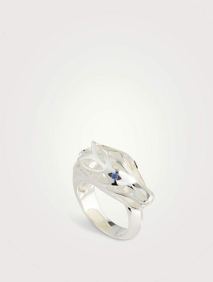 Naga Sterling Silver Ring With Sapphire