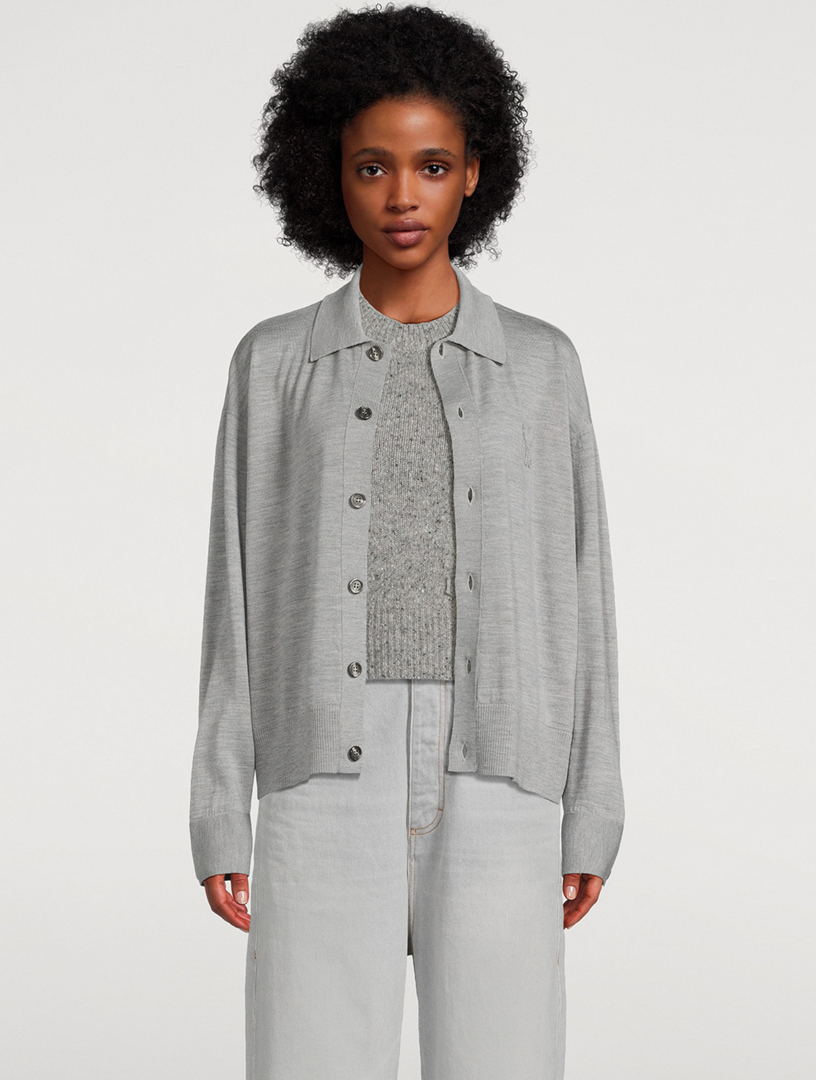 Merino Wool Polo Cardigan