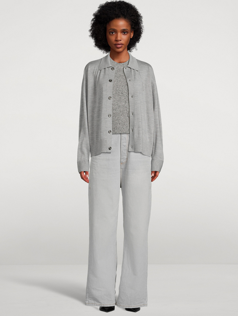 Merino Wool Polo Cardigan