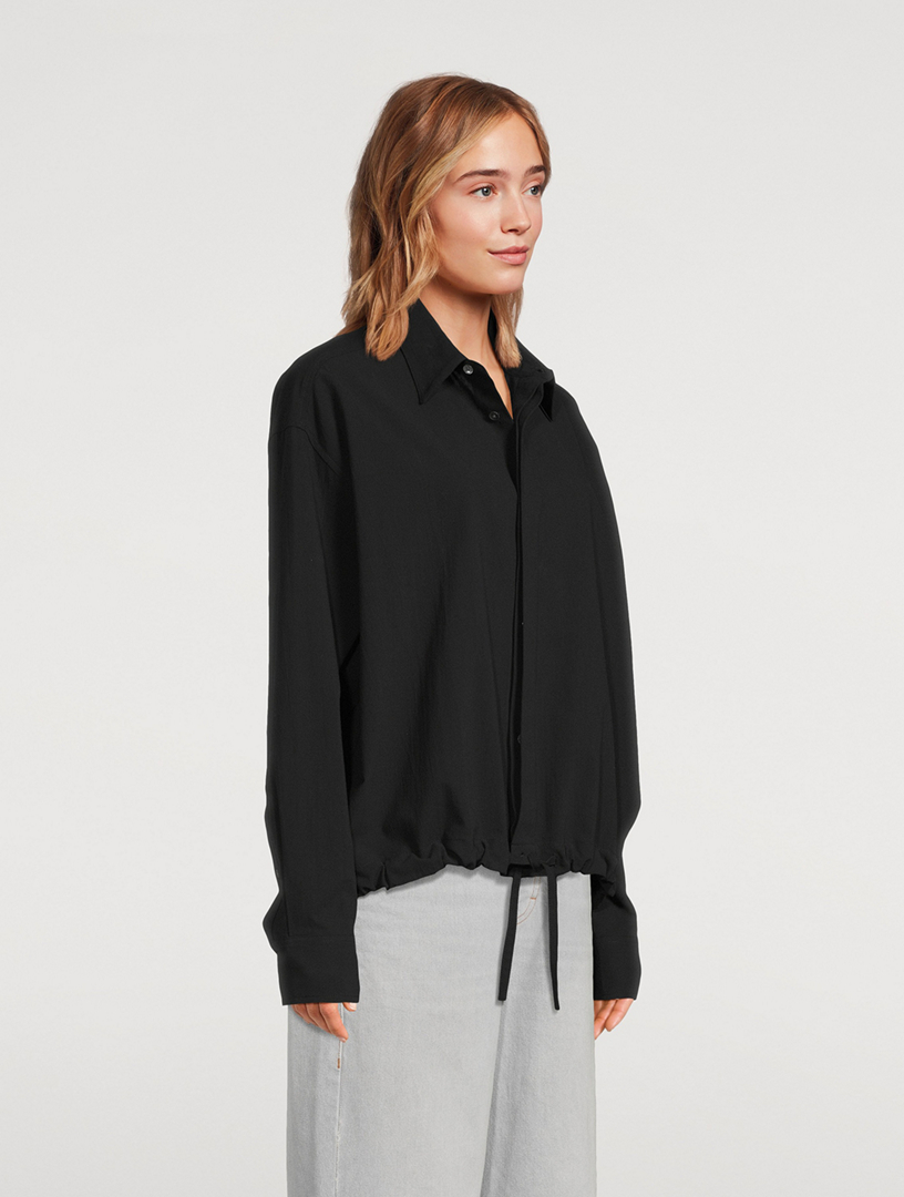 Cotton Crêpe Drawstring Shirt