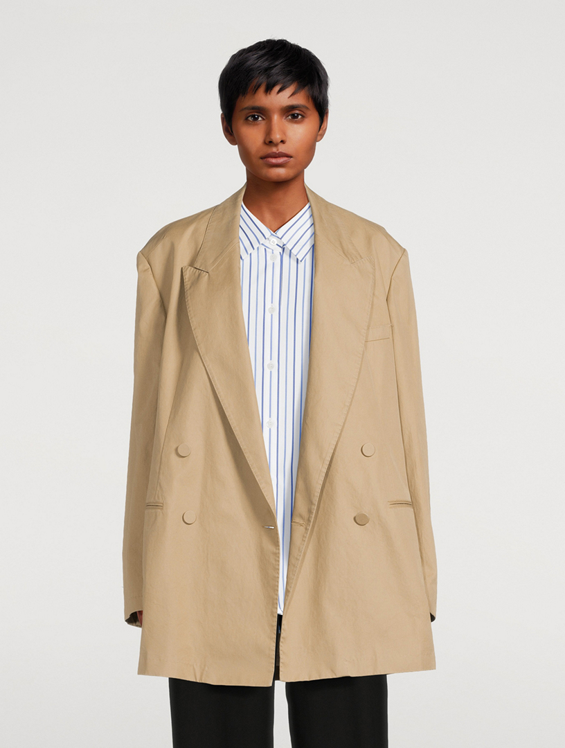 Double breasted cotton blazer store