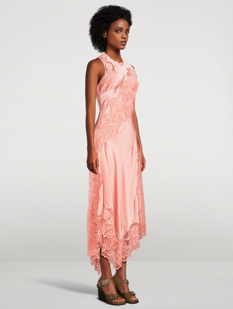 ULLA JOHNSON Kaia Lace-Trimmed Silk Dress | Holt Renfrew